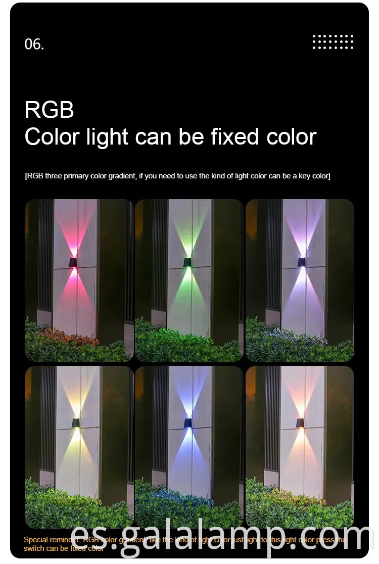 Luz de pared al aire libre impermeable con energía solar para jardines